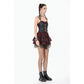 Dark in Love Red-Black Plaid Leather Layered Punk Sweetcore Dress