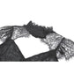 Black Floral Lace High-Neck Gothic Shoulder-Mantle Corset Top