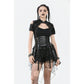 Dark in Love Draven Layered Mesh & Faux Leather Waist Cincher Skirt