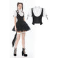 Dark in Love Court-Style Black & White Lace Blouse