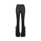 Dark in Love Goth Flare Leggings with Lace Frills