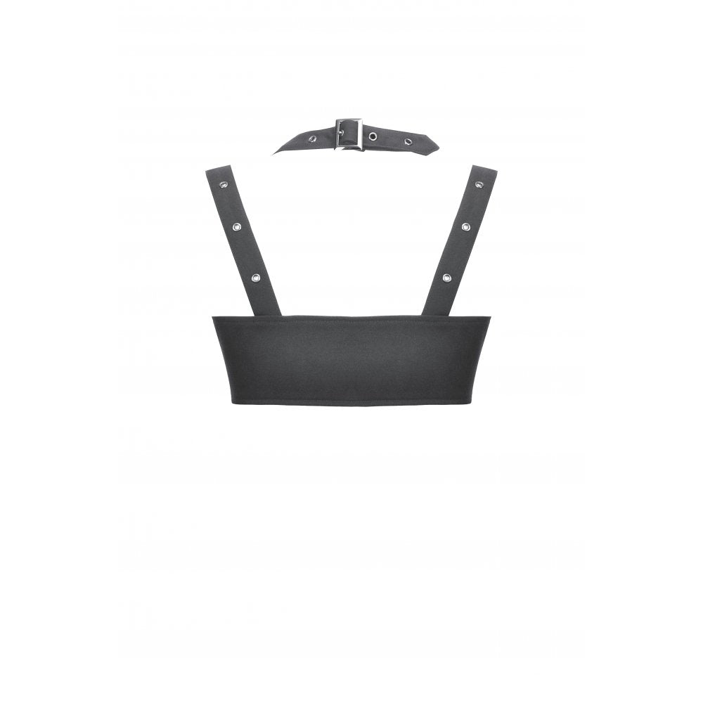 Dark in Love Evangeline Buckled Utility Crop Top in Black
