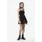 Dark in Love Nyssa Black & Red Strap Detail Goth Mini Dress