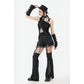 Dark in Love Morrigan One-Shoulder Lace Goth Top in Black