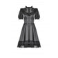Dark in Love Belladonna Lace-Up High Collar Puff Sleeve Goth Dress  in Black