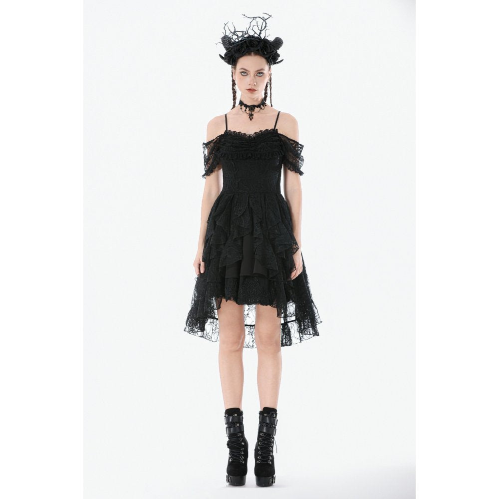 Dark in Love Romantic Gothic Lace Layered High-Low Dress