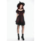 Dark in Love Burgundy & Black Lace Princess Dress with Stars Lace