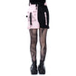 Gothic Mini Skirt Black Pink Strap Detail Chemical Black