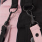 Gothic Mini Skirt Black Pink Strap Detail Chemical Black