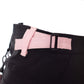 Gothic Mini Skirt Black Pink Strap Detail Chemical Black