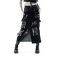 Vixxsin Runa Distressed Denim Maxi Skirt - Black Stonewash